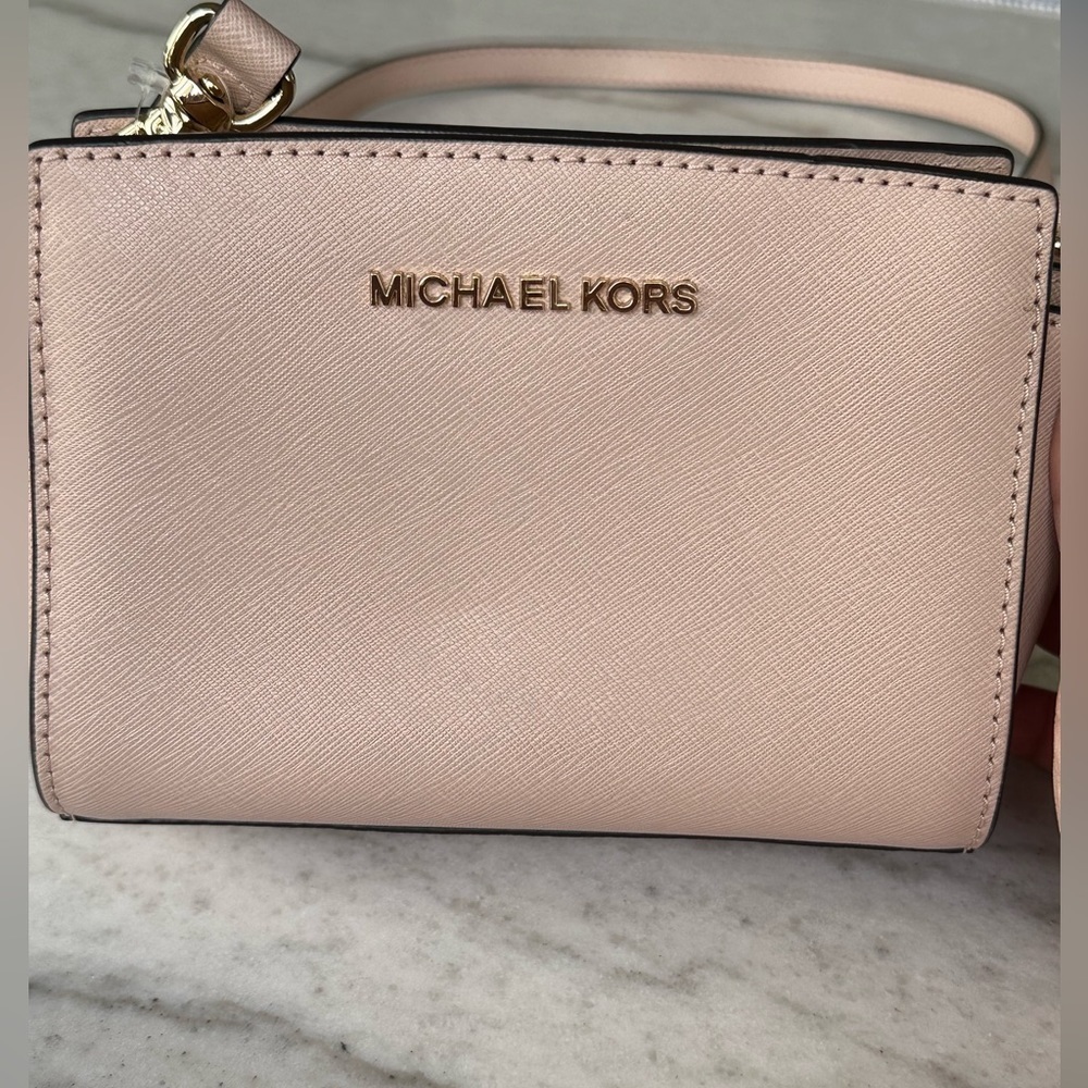 Michael Kors Selma Mini Crossbody Bag Saffiano Leather Blush Pink Chic Spring - Picture 9 of 16
